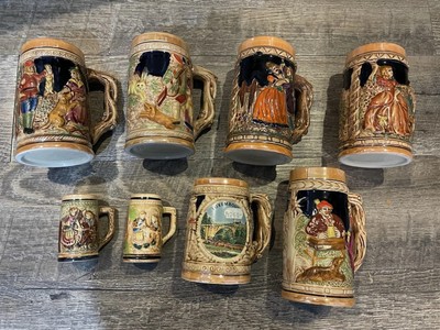 Vintage German beer Stein Lot Set of 8 Matching multiple sizes Made In Japan