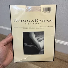 Donna Karan Sheer Satin Control Top Hosiery Small Palomino NWT Damaged Box