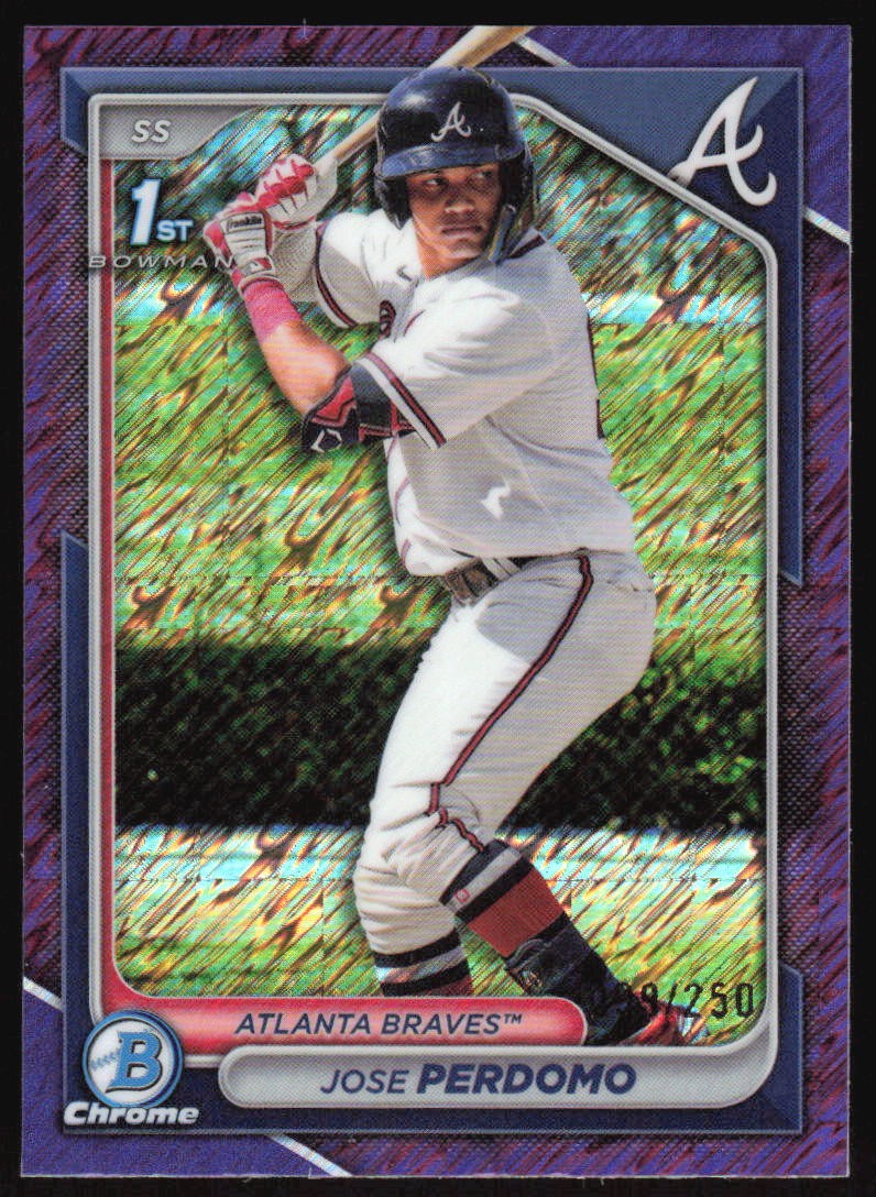 2024 Bowman Chrome Jose Perdomo #BCP-220 Purple Shimmer Refractor #d /250 Braves