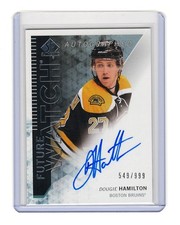 2013/14 SP Authentic Future Watch Dougie Hamilton Rookie Card RC Auto /999. rookie card picture