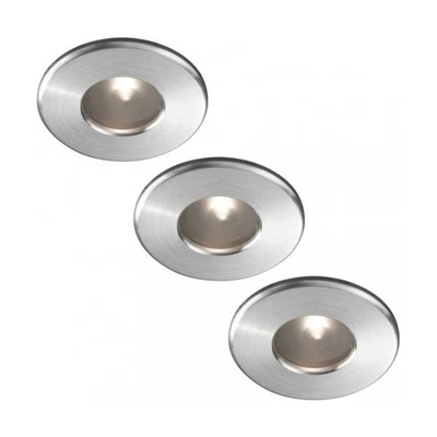 Einbaustrahler 3er Set Aqua Badezimmerleuchte Metall Silber IP65 Halogen - Bild 1 von 3