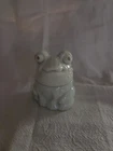 Vtg AVON Little Frog Perfume Cologne Bottle 3” Ivory Milk Glass Empty