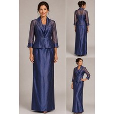 Alex Evening Purple Iridescent Evening Gown with Sheer Organza Jacket Two Pc 6