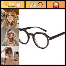 Brown Thick Frame Round Blue Light Blocking Glasses for Men - Stylish Eye Protec