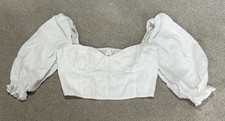 Aritzia Wilfred White Cropped Bustier Top, Women s White Linen Size Medium