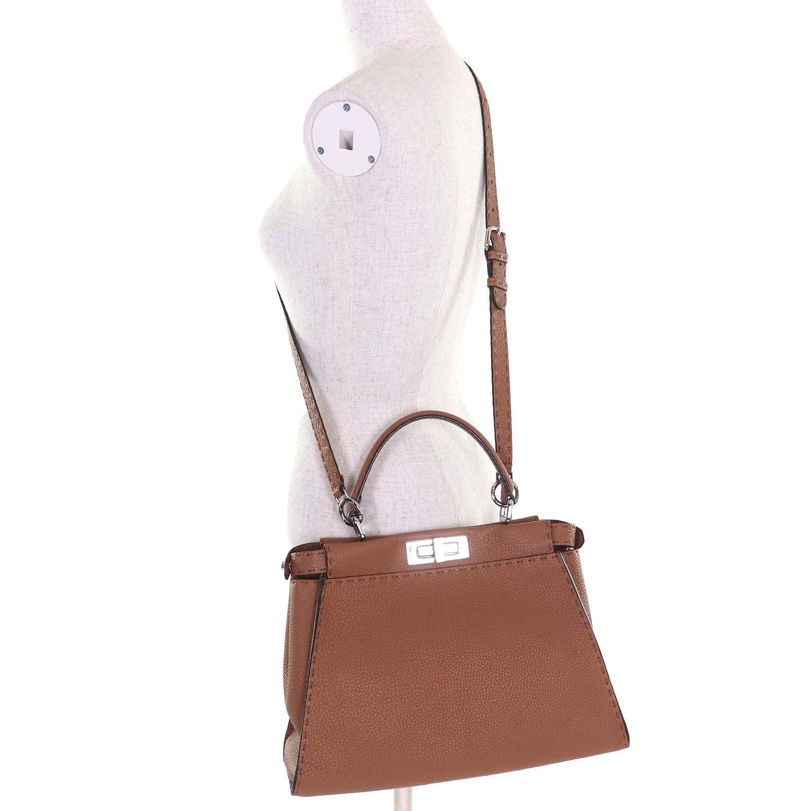 Excellent FENDI Shoulder Bag PEEKABOO Regular 2WAY handbag Brown leather Women thumbnail 10