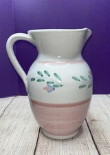 Caleca Pottery pink garland Pattern Large Pitcher Made in Italy