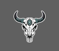 Bull Skull Turquoise Sticker Waterproof Decal Country Western Boho Gift New