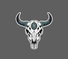 Bull Skull Turquoise Sticker Waterproof Decal Country Western BOHO Gift NEW