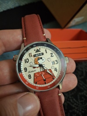 AVI-8 Peanuts McKellar Dual Time Snoopy Watch Ruby Red Ace #39 of 530 Made