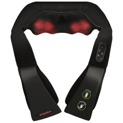 FitRx Cordless Shiatsu 3D Massager, USB-Rechargeable Shoulder, Back, and Neck Ma