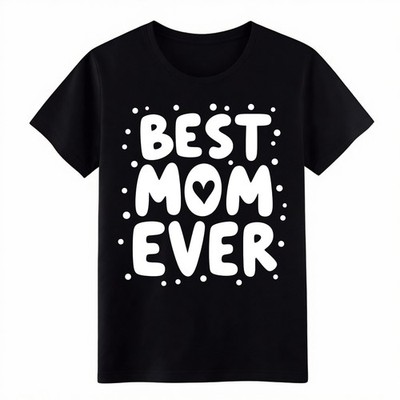 Cute Best Mom Ever Heart Dot Tee Bubble Font Mother s Day Casual  Women T-Shirt