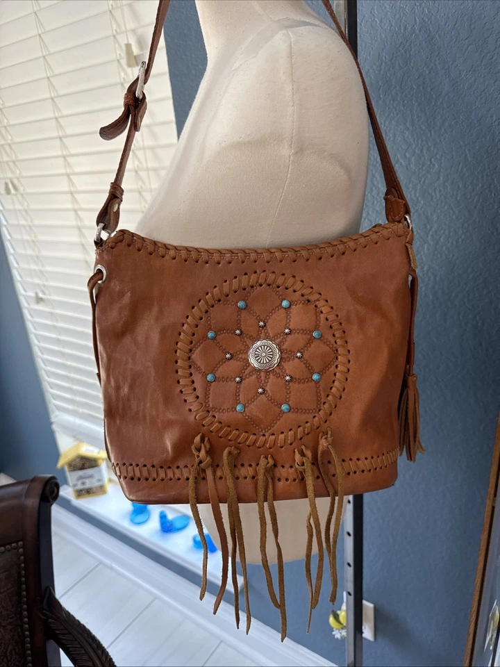 Bolso de hombro grande de cuero American West Dream Catcher Foto 3 de 4