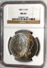 1881 S MORGAN SILVER DOLLAR NGC MS63 PRETTY CRESCENT TONED $1 Coin!