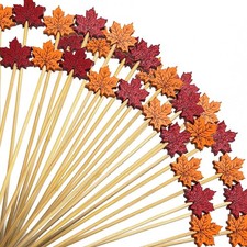 100PCS Maple Leaf Fall Cocktail Picks, 4.7inch Toothpicks, Appetizers, Skewers
