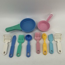 Lot Of 10 Vintage Fisher Price Kitchen Utensils Cookware Frying Pan Spatula