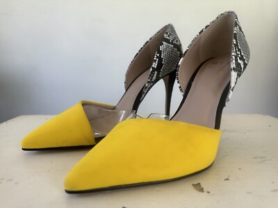 Mix Hilani Yellow Snakeskin High Heel Pumps Women's Size M