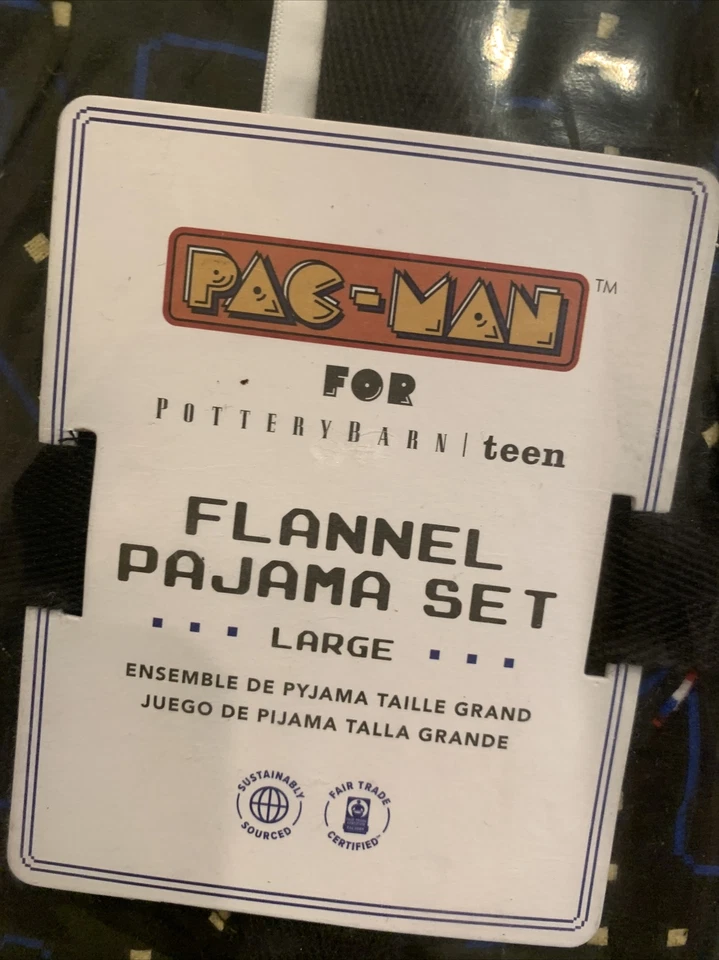 Pottery Barn PB Adolescente Orgánico Pacman PAC-MAN Franela Pijama Conjunto Pijama Talla Grande Foto 2 de 3