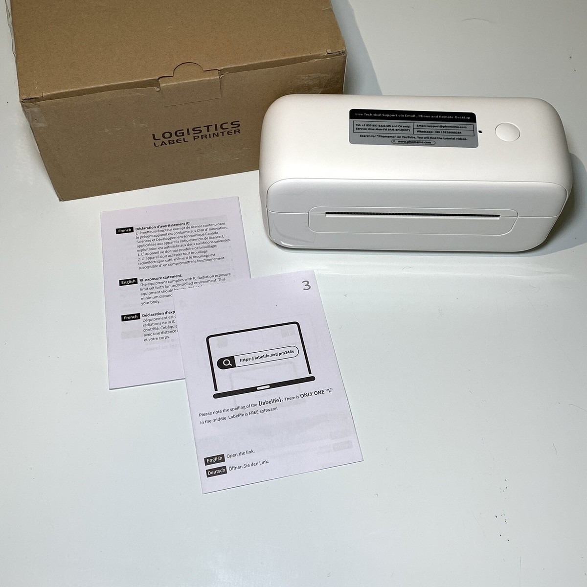 Phomemo PM-246S Thermal Shipping Label Printer 25.4-117mm White