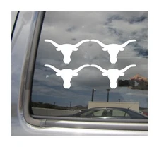Lot of 4 - 4 inch Longhorn Cattle Cow Car Vinyl Decal Window Sticker 21104