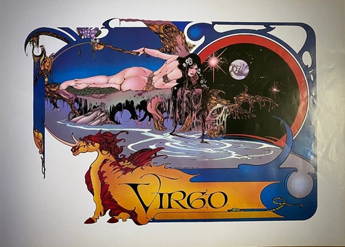 ESTEBAN MAROTO-Original Poster Lithograph-Zodiac Sign-Virgin-Virgo-'70-