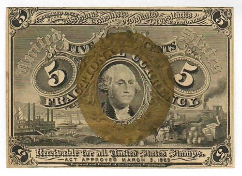 Second Issue 5 Cent Fractional Note (Postage Currency) Fr#1233 with "18-63"