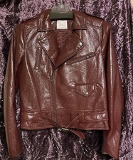 Parker Cooper Faux Leather Moto Jacket Maroon - Size S.