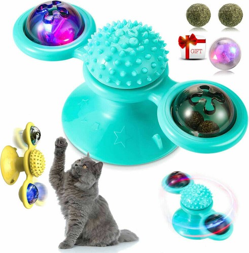 Toys para mascotas molino de viento calmante giratorio para gatito con hierba gatera bola LED tocadiscos - Imagen 3 de 14
