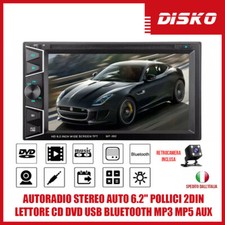 AUTORADIO STEREO AUTO 6.2" POLLICI 2DIN LETTORE CD DVD USB BLUETOOTH MP3 MP5 AUX