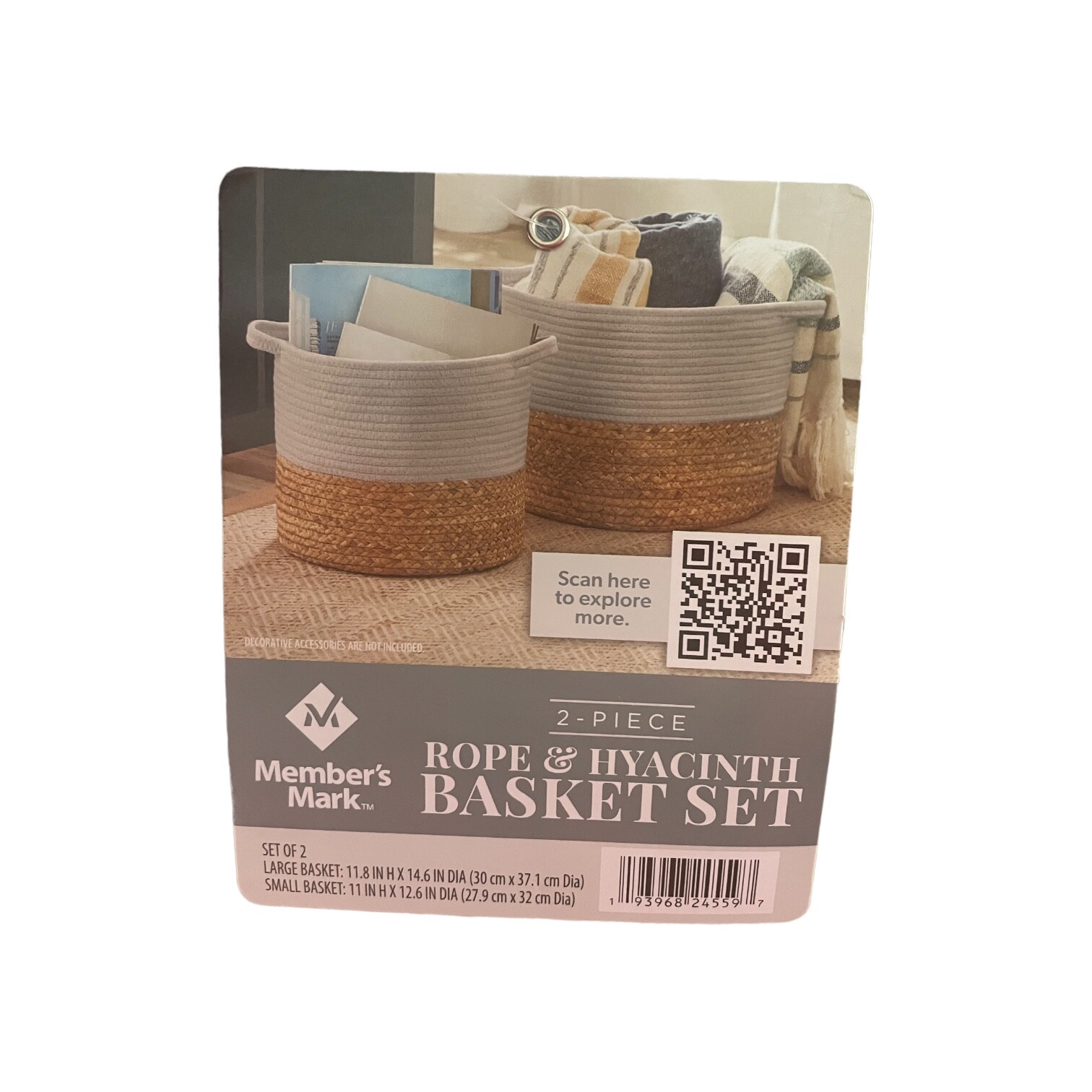 Members Mark Комплект из 2-х цилиндрических веревок и корзины с гиацинтами серый 6690₽