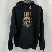 Harry Potter Hogwarts Multi-Colored Floral Crest V-Neck Pullover Hoodie Medium
