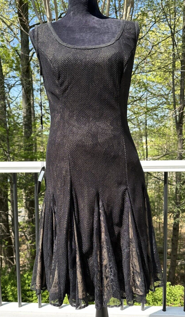 tadashi shoji knee length dresses Tadashi Shoji Embroidered Sequin Lace Mock Neck Short Sleeve Knee Length  Dress