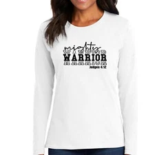 Womens Long Sleeve Graphic T-shirt - Mighty Warrior Black Illustration