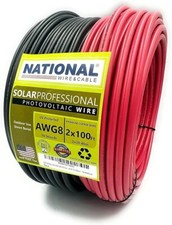 NATIONAL Wire&Cable 8 Gauge Solar Panel Professional Wire - Made in USA - 2x100