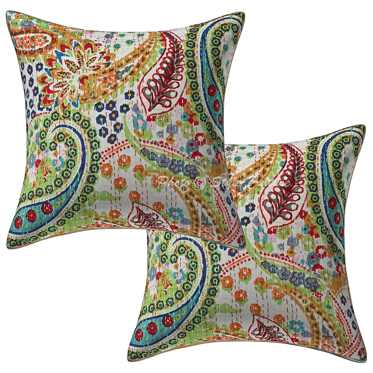 Paisley White 100% Cotton Home Décor Pillows