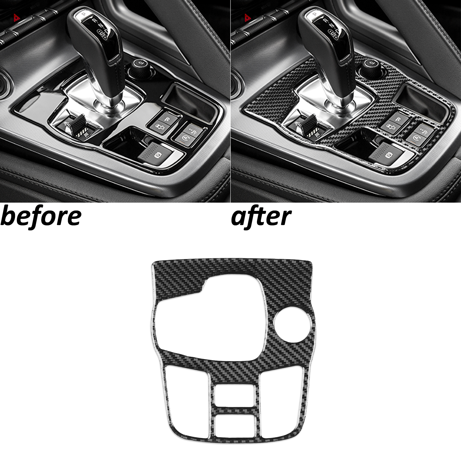 Real Carbon Fiber Center Console Gear Shift Panel Cover For Jaguar F-Type 14-24
