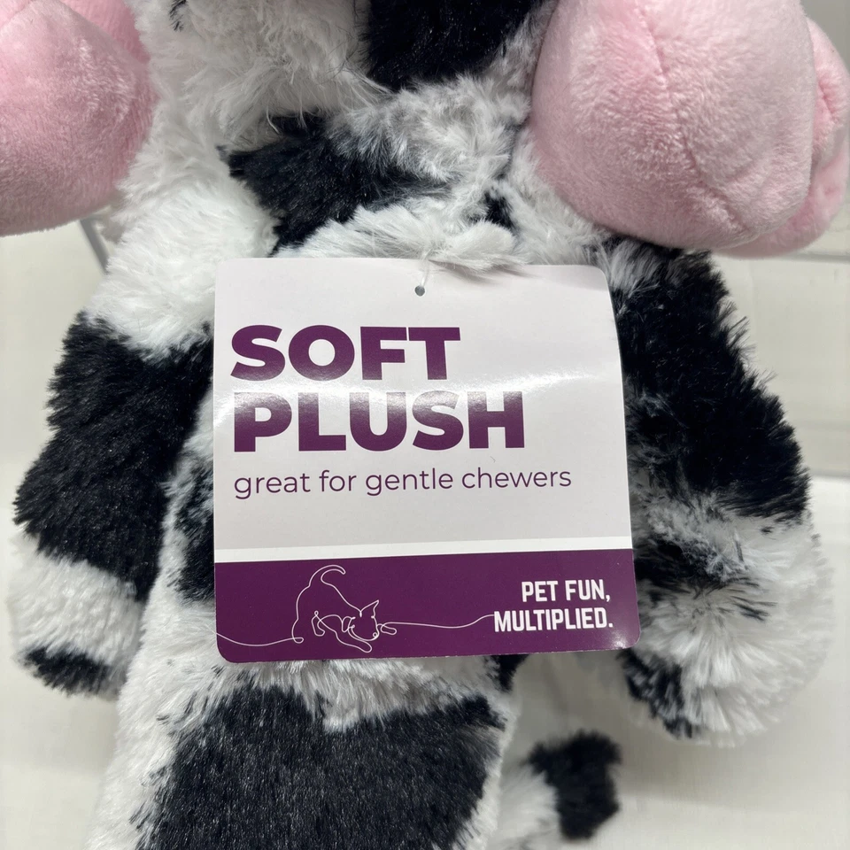 DOG TOY SQUEAKY COW Multipet Swingin' Slevin Cow White/Black - Image 4 of 4