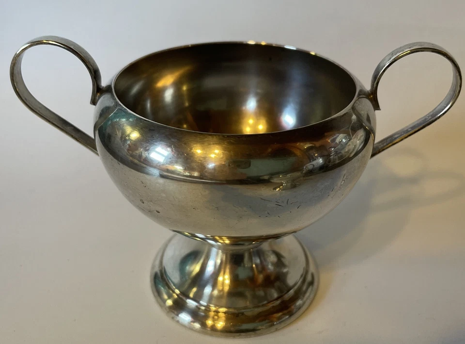 Винтажный посеребренный пьедестал Sugar & Creamer высотой 3,25 дюйма - Изображение 2 из 4