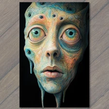 Art Print  Psychedelic Face Art Colorful Surreal Abstract Design Fantasy Strange