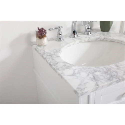 Elegant Decor Park Avenue 21" Metal MDF Marble Single Bathroom Vanity in White - Picture 4 of 8