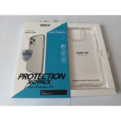 SKECH Crystal Clear Case + 2 x Displayschutz für iPhone 12/12 Pro