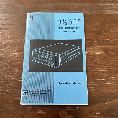 Data Technology 1301 AC Digital Panel Instrument Operation Manual P/N 548414