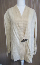 180 59 SULU Damen Leinen Jacke Blazer Gr. 40 sand Strick langarm Leinenjacke