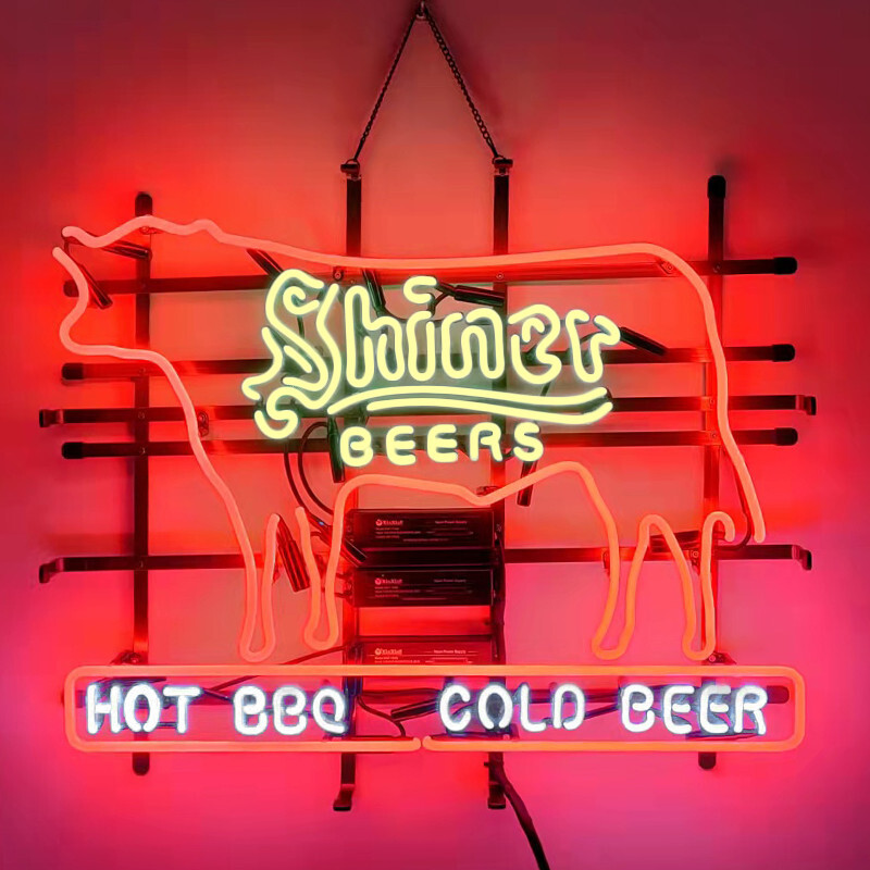 Shiner Beer Hot BBQ Cold Beer Neon Sign Light Beer Bar Pub Wall