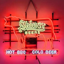 US STOCK Shiner Cerveza Caliente Barbacoa Cerveza Fría Neón Luz Cerveza Bar Decoración de Pared 24x20