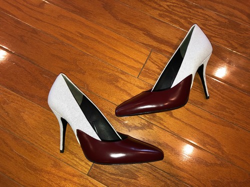 Alexander Wang Cicely beet white black Leather Pumps shoes heels embossed 37.5 - Picture 5 of 12