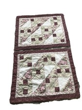 Set of 2 Quited Shams Pinks, Sage, Tans Florals 24x31
