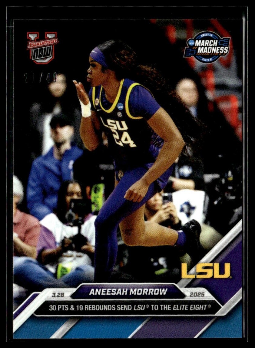 2024-25 Topps Bowman U Now 103 Aneesah Morrow LSU Tigers Elite Eight Blue 21/49