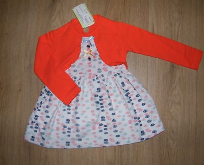 Kleidchen Kleid mit Doppeloptik Bolero-Oberteil Gr. 98 coral/creme