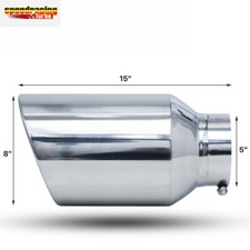15 Slant Exhaust Pipe 5 Inlet 8 Outlet Muffler Digonal Cut Roll Tip Chrome 15 Slant Exhaust Pipe 5 Inlet 8 Outlet Muffler Digonal Cut Roll Tip Chrome